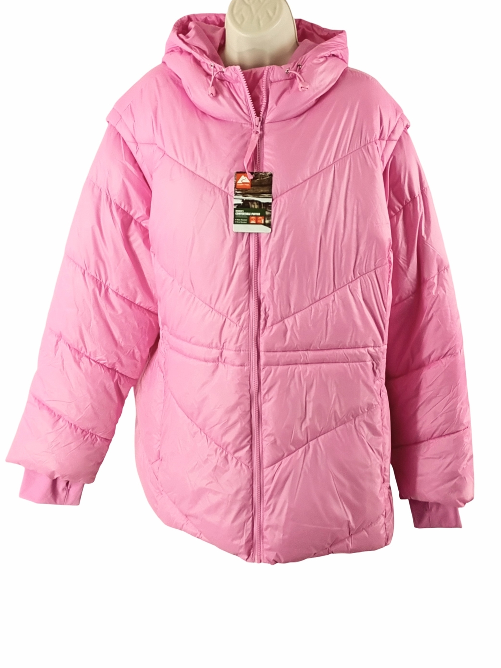 Ozark Trail Women's Convertible Puffer Jacket In Pink - Picture 2 of 11
